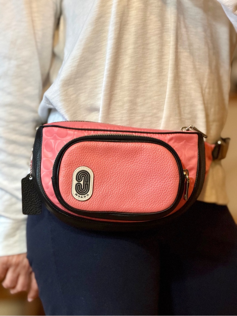 Coach Barbiecore 2020s Court Belt Bag Pink Lemonade Signature Nylon
